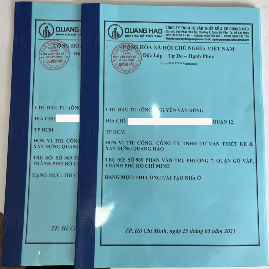 Ký hợp đồng sửa chữa nhà Anh Dũng ở Quận Tân Bình