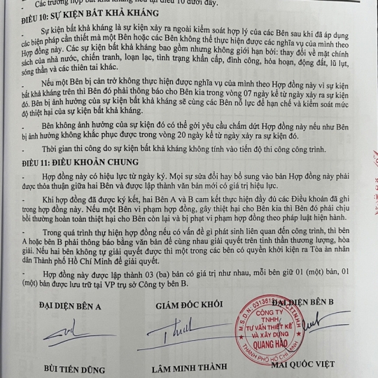 Ký hợp đồng sửa chữa nhà Anh Dũng Quận 12