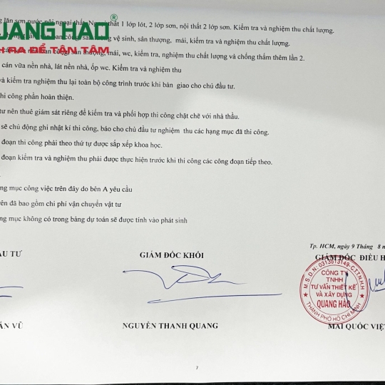 Ký hợp đồng xây mới nhà Anh Vũ Quận Bình Thạnh