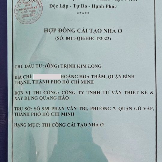 KÝ KẾT HỢP ĐỒNG SỬA NHÀ CHÚ LONG QUẬN BÌNH THẠNH