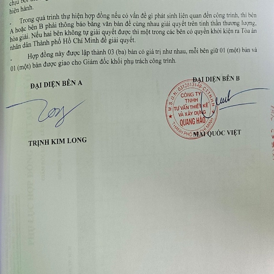 KÝ KẾT HỢP ĐỒNG SỬA NHÀ CHÚ LONG QUẬN BÌNH THẠNH