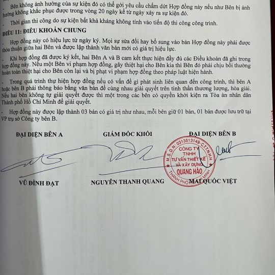 KÝ KẾT HỢP ĐỒNG XÂY DỰNG NHÀ ANH ĐẠT QUẬN 2