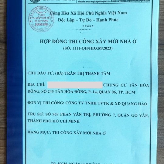 KÝ KẾT HỢP ĐỒNG XÂY DỰNG NHÀ CHỊ TÂM TẠI LONG AN