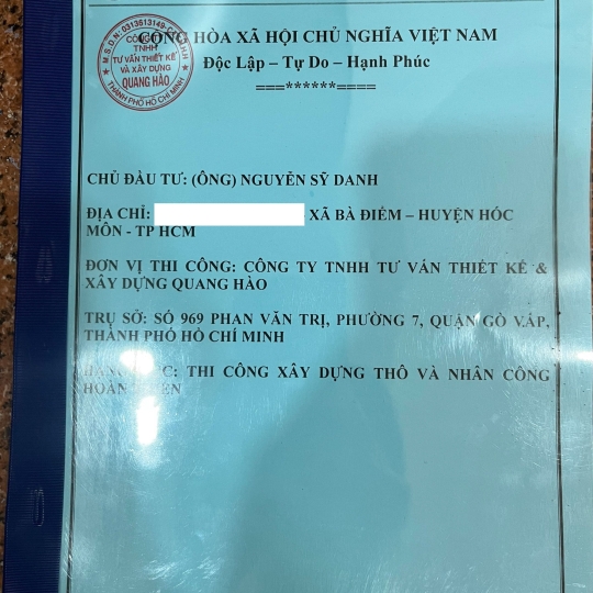 KÝ KẾT XÂY DỰNG BIỆT THỰ NHÀ ANH DANH HÓC MÔN