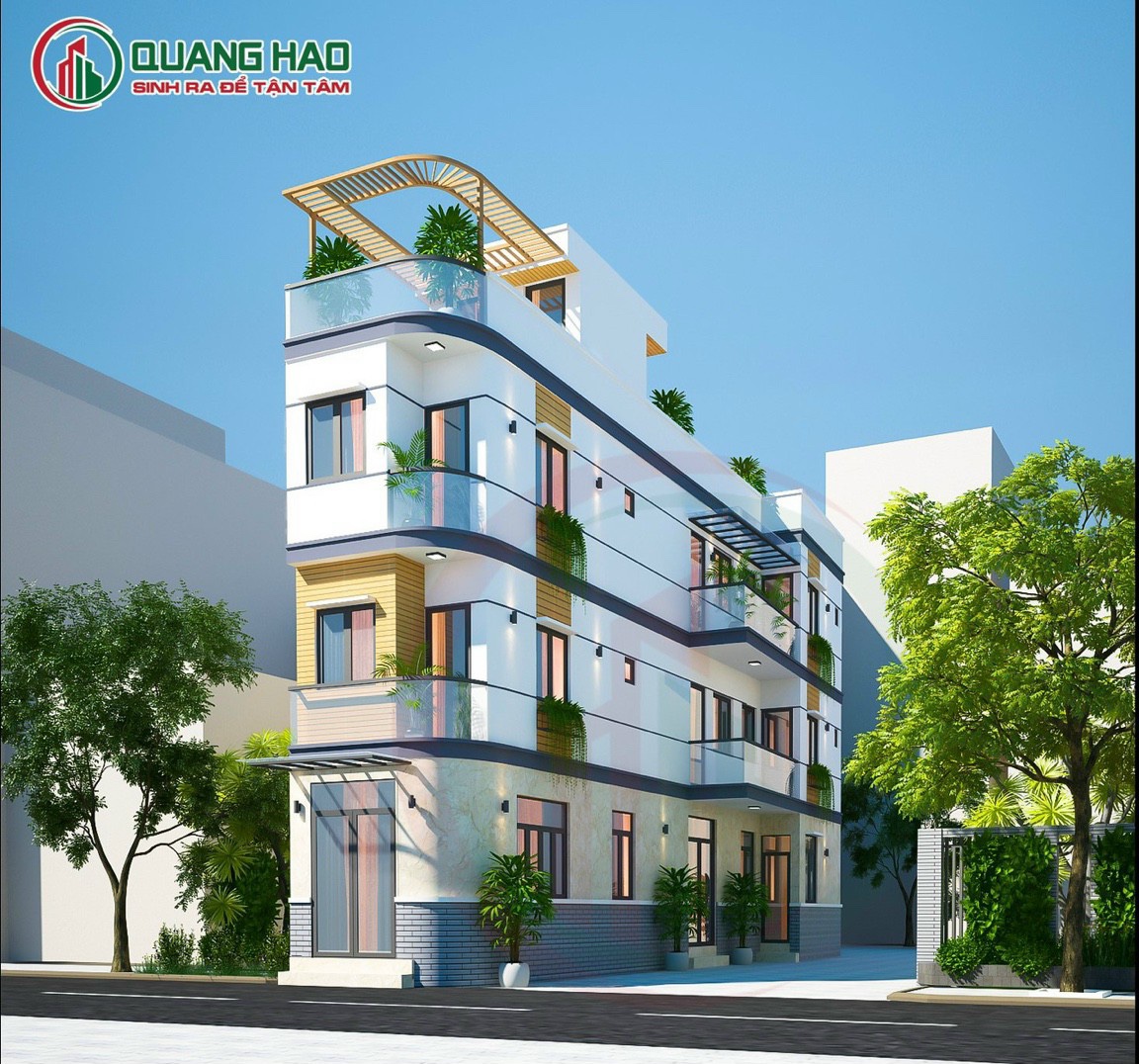 Công trình xây nhà 4 tầng trọn gói của Quang Hào