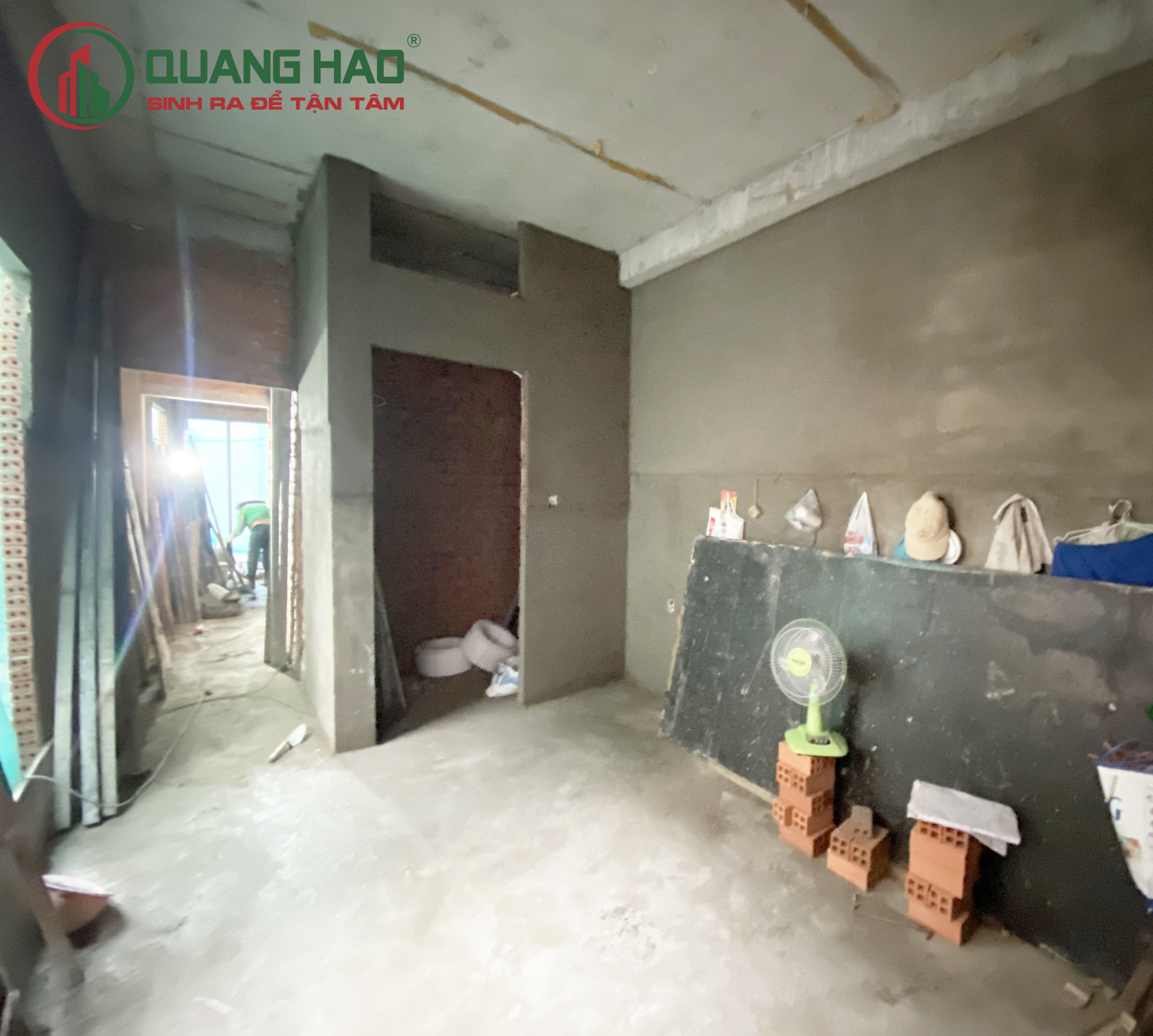Hình ảnh hoàn thiện phần thô bên trong căn nhà 4 tầng