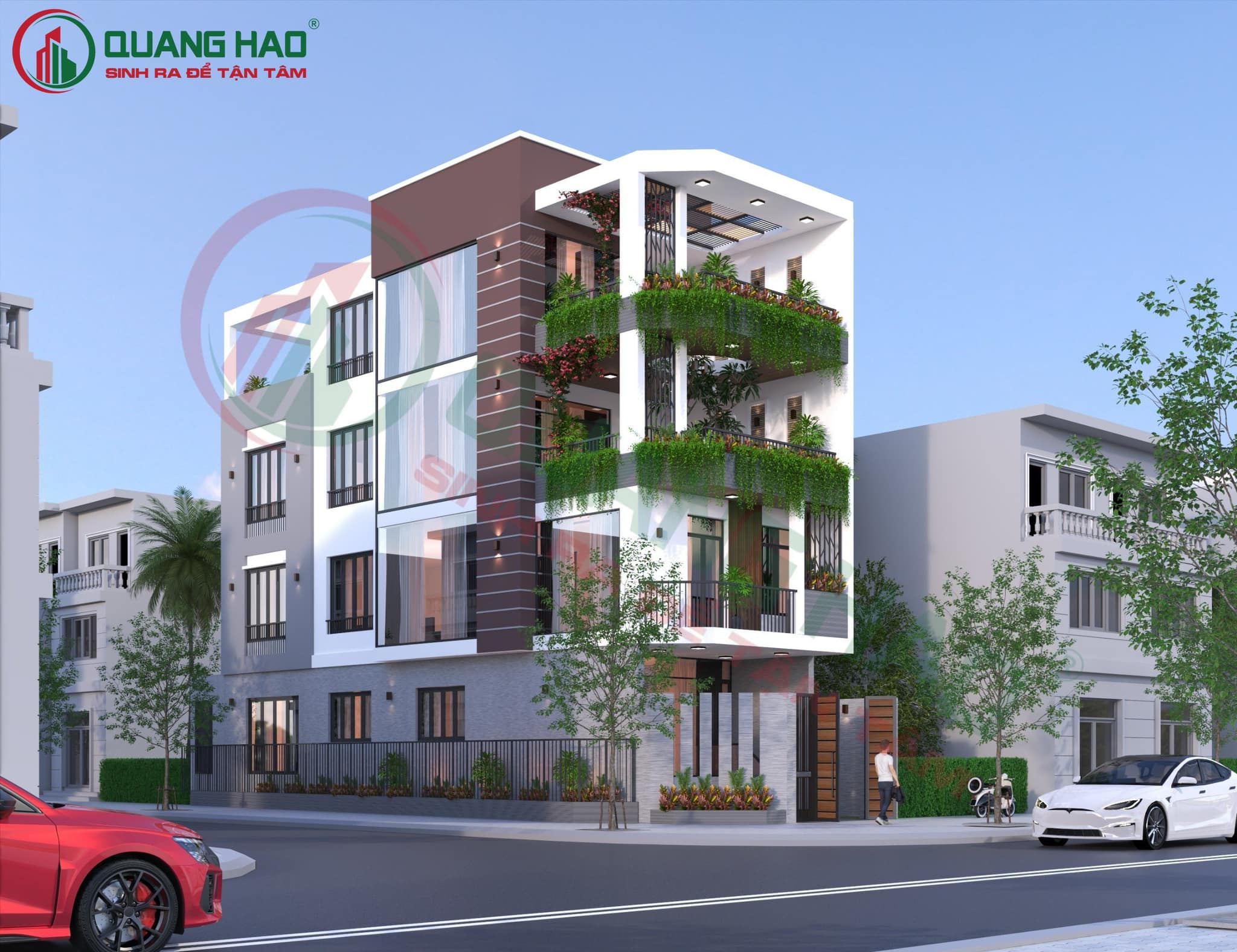 Xây nhà đẹp có hầm 132m2 cho gia đình cô Phượng