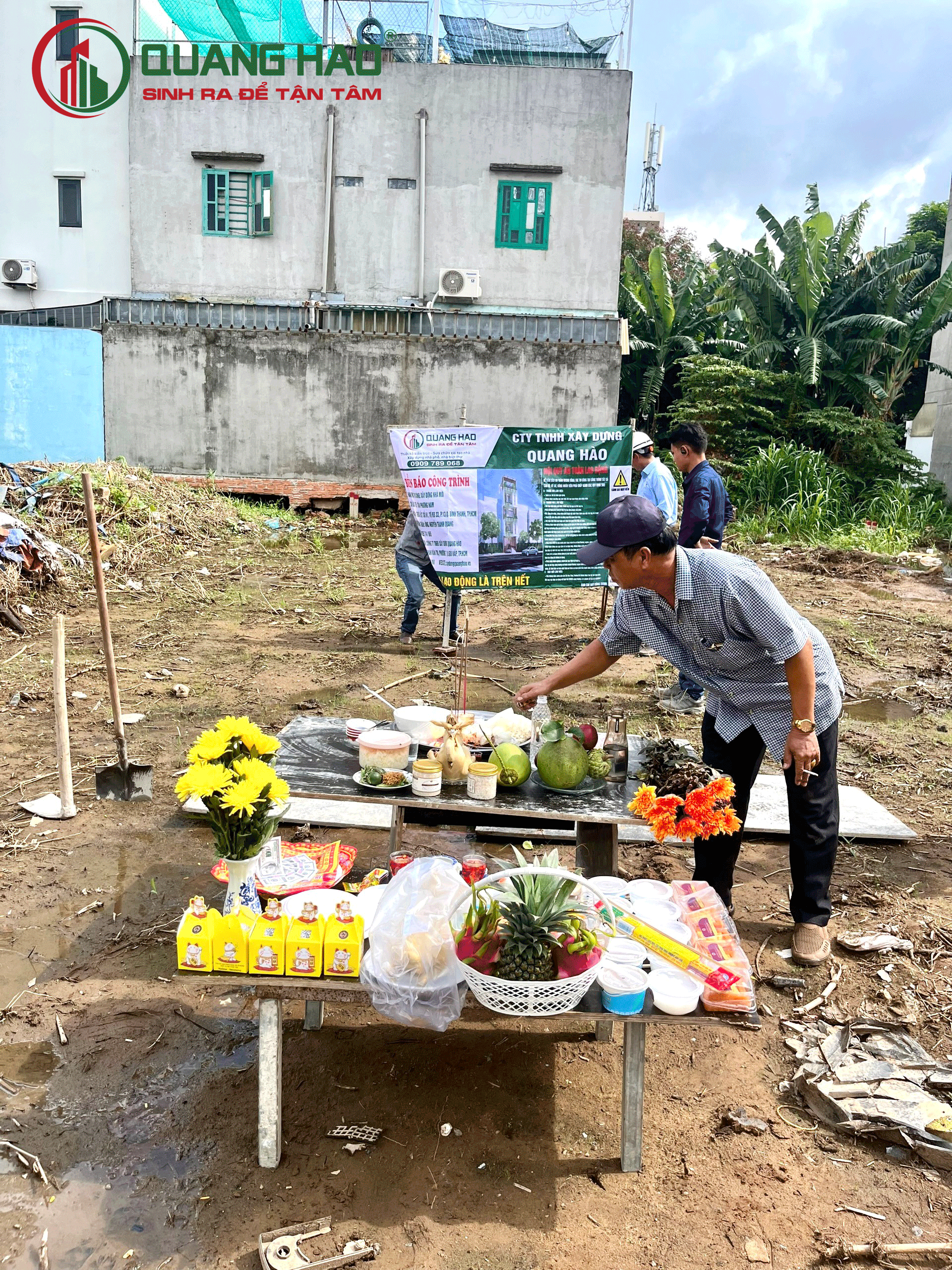 Lễ cúng động thổ khởi công xây dựng nhà Anh Nam ở quận Bình Thạnh