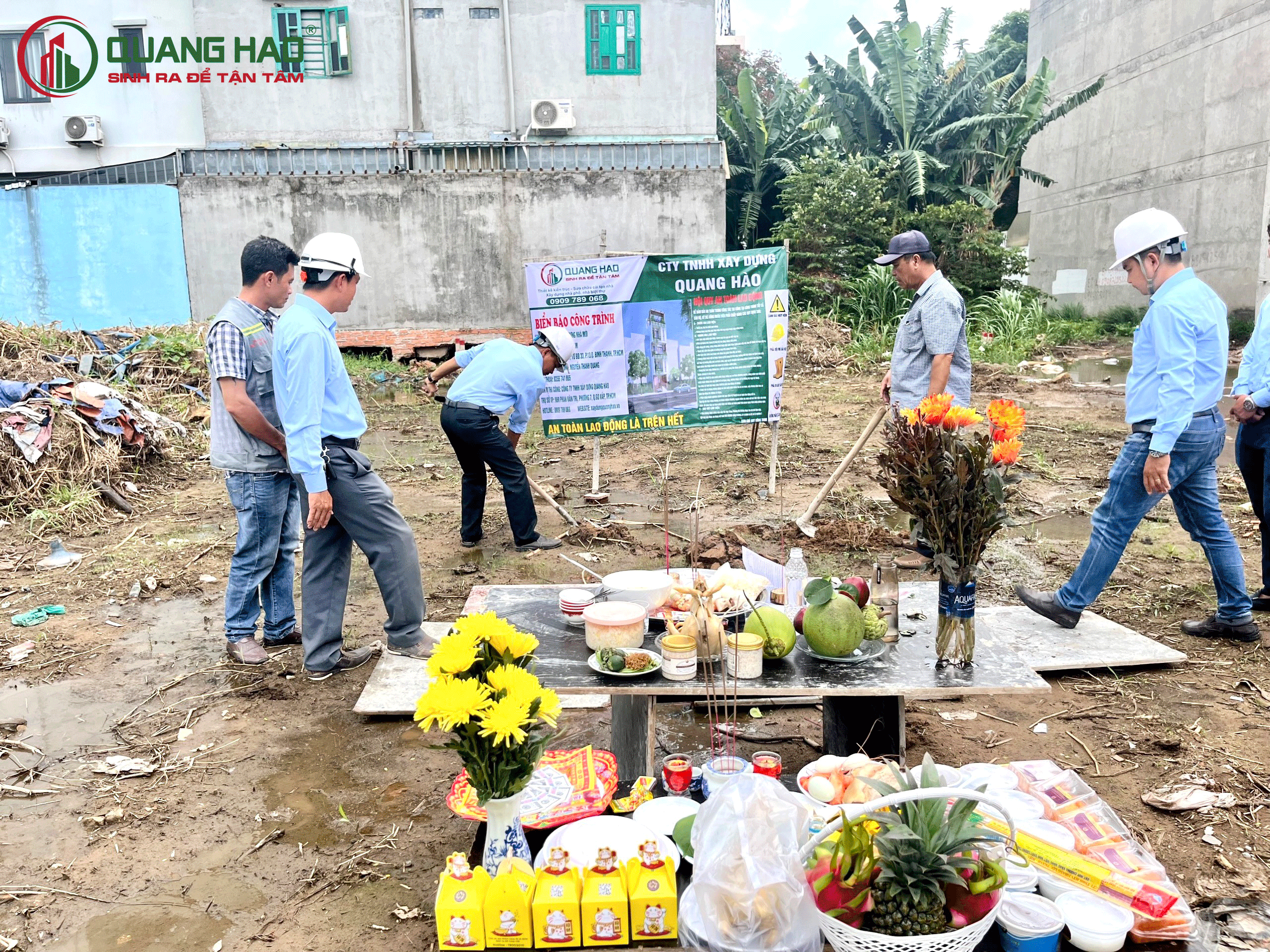 Lễ cúng động thổ khởi công xây dựng nhà Anh Nam ở quận Bình Thạnh