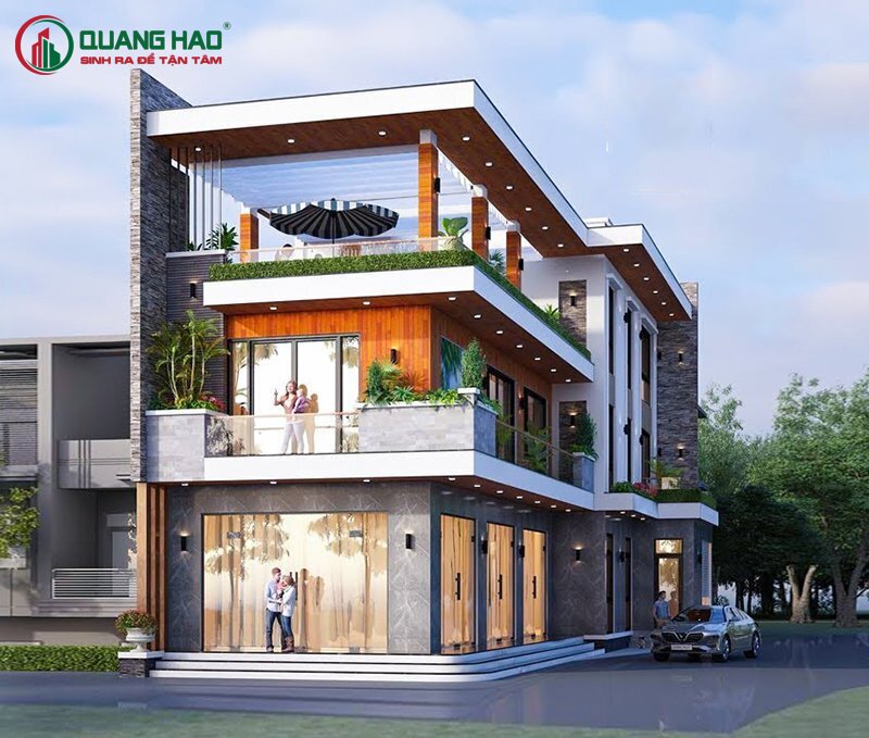 Các mẫu nhà phố 2 mặt tiền kết hợp kinh doanh
