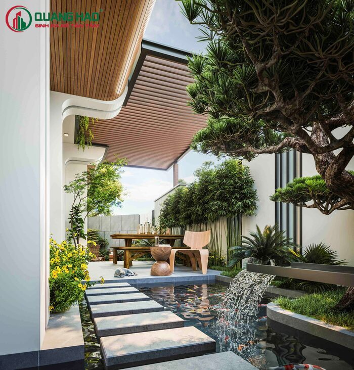 Đơn vị nào thực hiện thiết kế sân vườn biệt thự hiện đại trên địa bàn TPHCM uy tín?